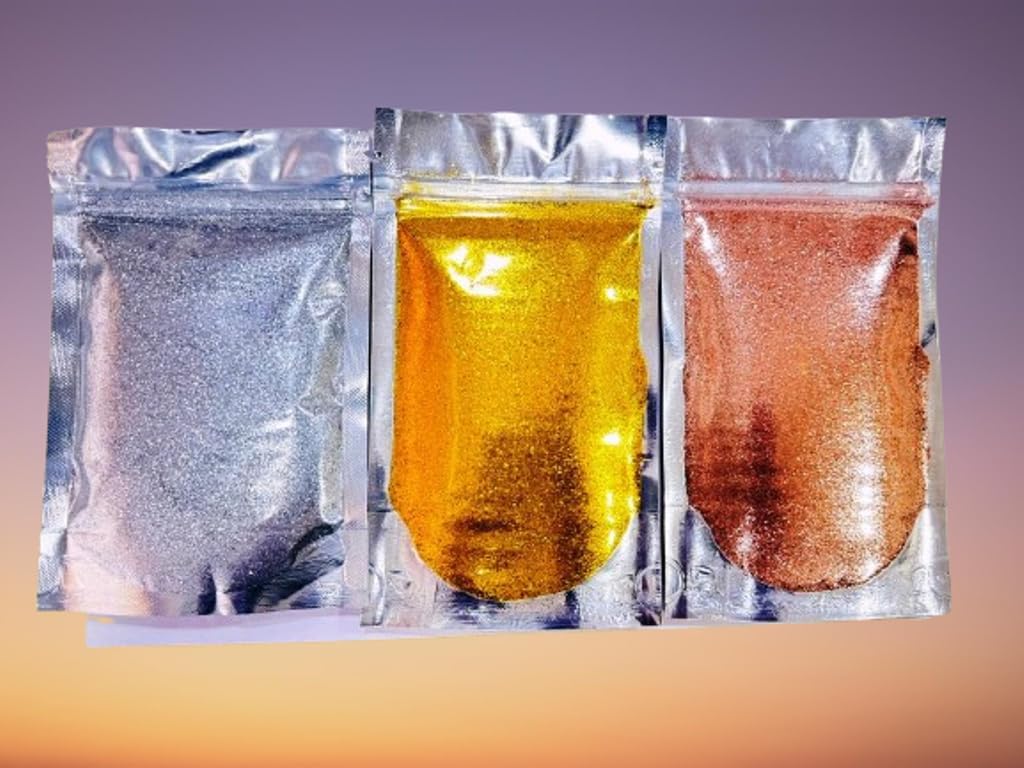 Mahir Sparkling Silver & Stuning Golden & Shine Copper for epoxy grout | Glitter for Epoxy Grout| Glitter for tile & stone joint | Sparkle for tile & stone joint Contact Cement. (100 Gram each) (B0CZ9JCR93) Amazon Price History, Amazon Price Tracker