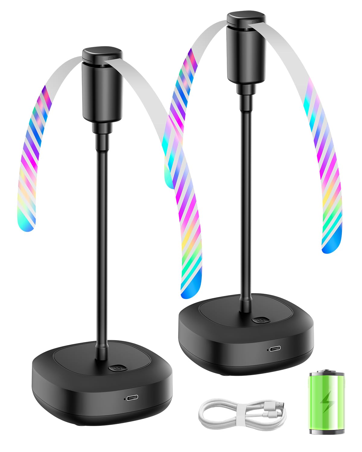 2 PCS Ventilateur Anti Mouche de Table, Rechargeable Chasse Mouche Rotatif, Portable Répulsif à Pales pour Insecte, Hélices Anti Moustique pour Extérieur, Pique-Nique, Barbecue, Terrasses Restaurants