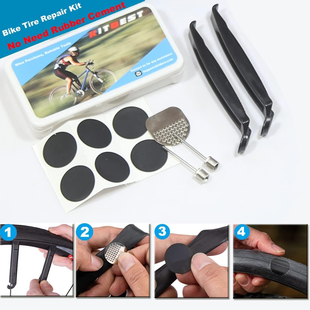 KITBEST Kit di riparazione per bici, kit di attrezzi per bicicletta con pompa e borsa, kit di riparazione per pneumatici con kit di riparazione per pneumatici 16 in 1, accessori per mountain bike