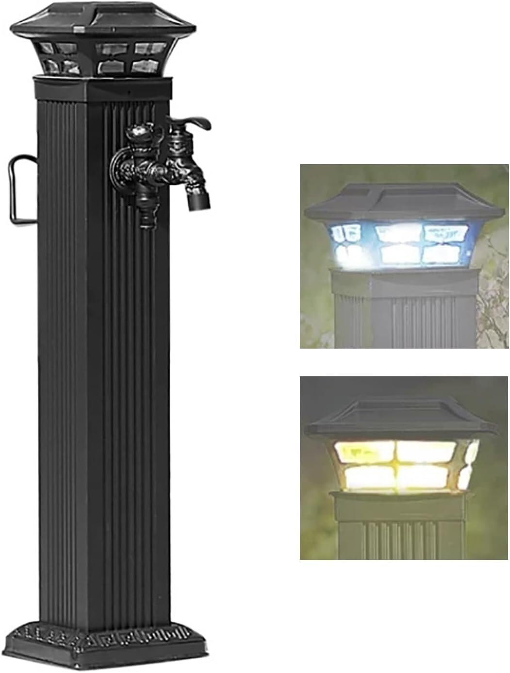Cucce One Color Stainless Steel Water Column Solar Garden Water Column Light, Free Standing Hose Stand, Frost Proof Outdoor Faucet Hydrant(65.5Cm/26In)