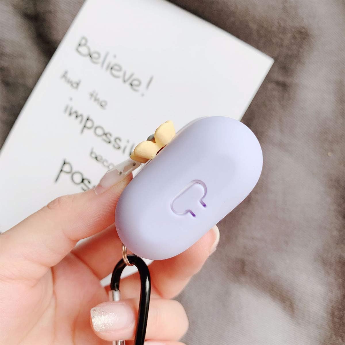 J.west AirPods Case with Chrome Keychain Soft Silicone Protective Case Flower Cover Compatible with Apple Airpods 1 & AirPods 2 [Front LED Not Visible] Charging Case (Purple)