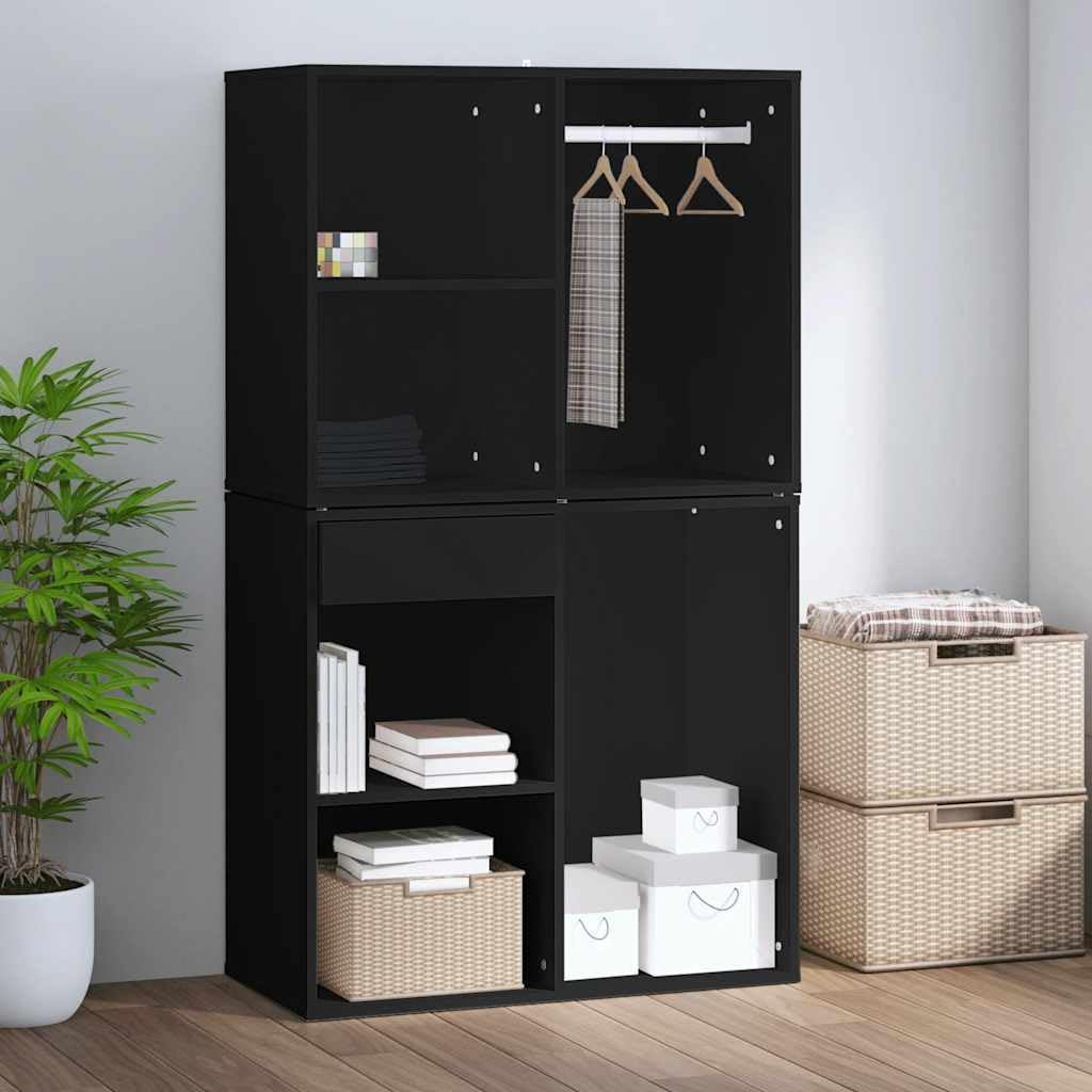 Armoire de Dressing Noir en Bois d'ingénierie 80x40x65 cm avec Compartiments spacieux, Meuble Rangement Polyvalent pour Chambre, Salon, Bureau, entrée, Salle à Manger