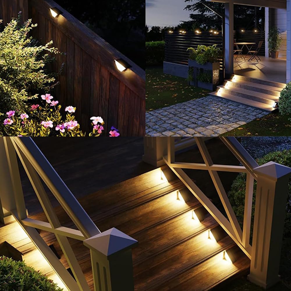 6 Pezzi LED Solare Lampada da Scala, Luci Solari da Giardino, Luce Solare per Scale, luce per scale, lampade a LED da giardino per cortili