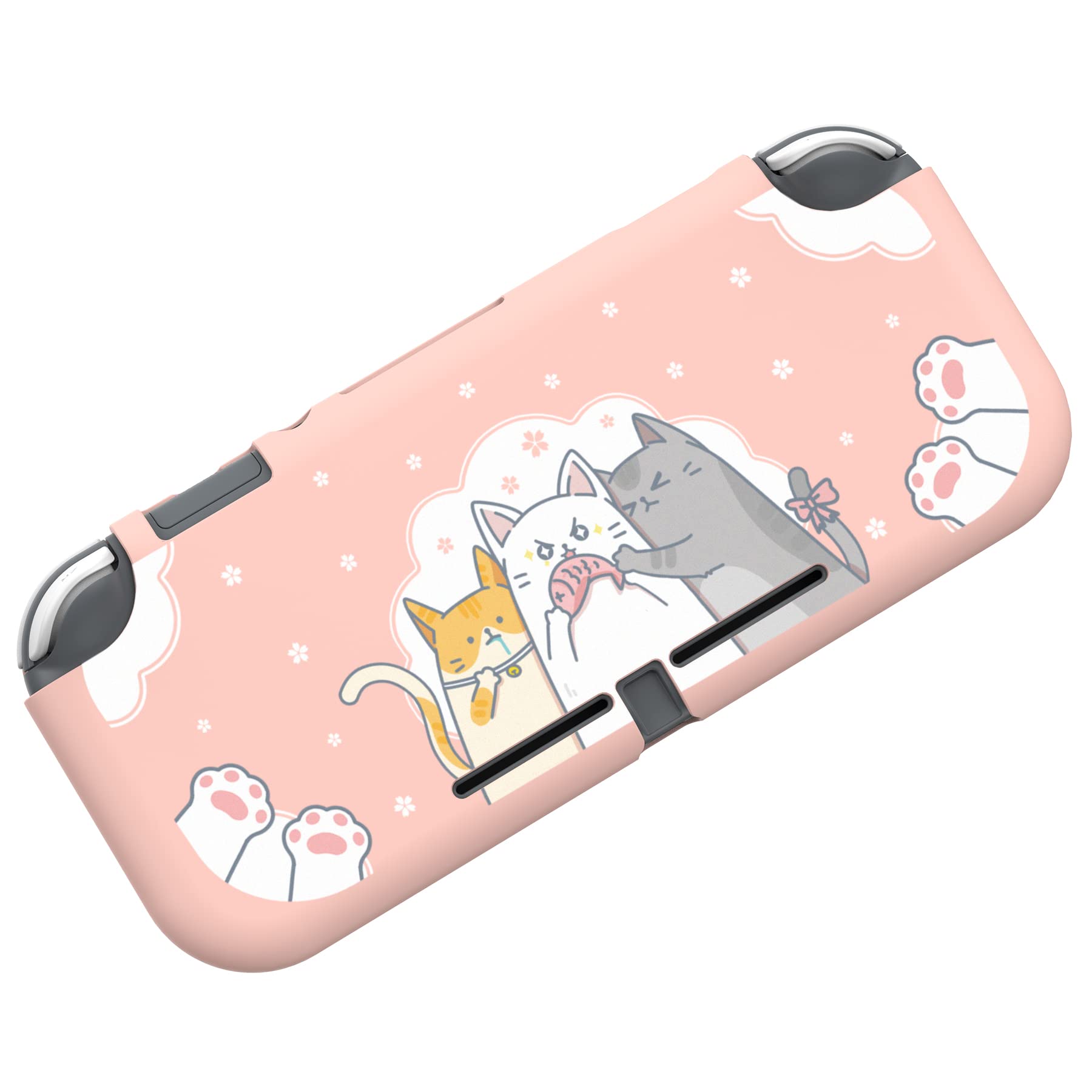 PlayVital Cover Custodia per Nintendo Switch Lite,Copertura Morbida TPU Protezione Accessorio per Nintendo Switch Lite Console-Gattini Affamati