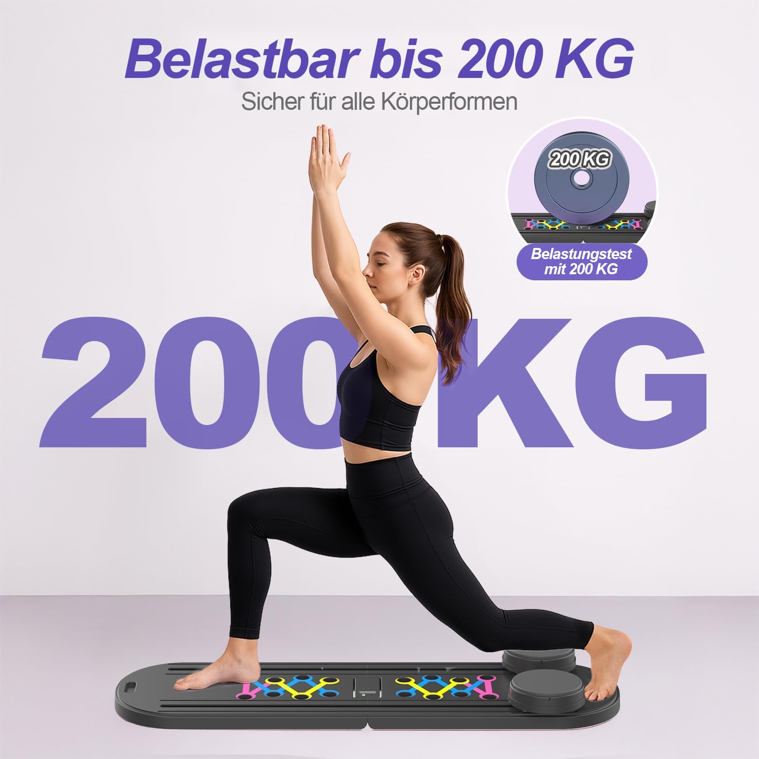 Pilates Board für Zuhause, 8-in-1 Pilates Reformer mit 5 Widerstandsbänder, Faltbarer Pilates Brett mit Automatischer Rückprall, Bauchtrainer & Pilates Bar, Pilates Set für Ganzkörpertraining