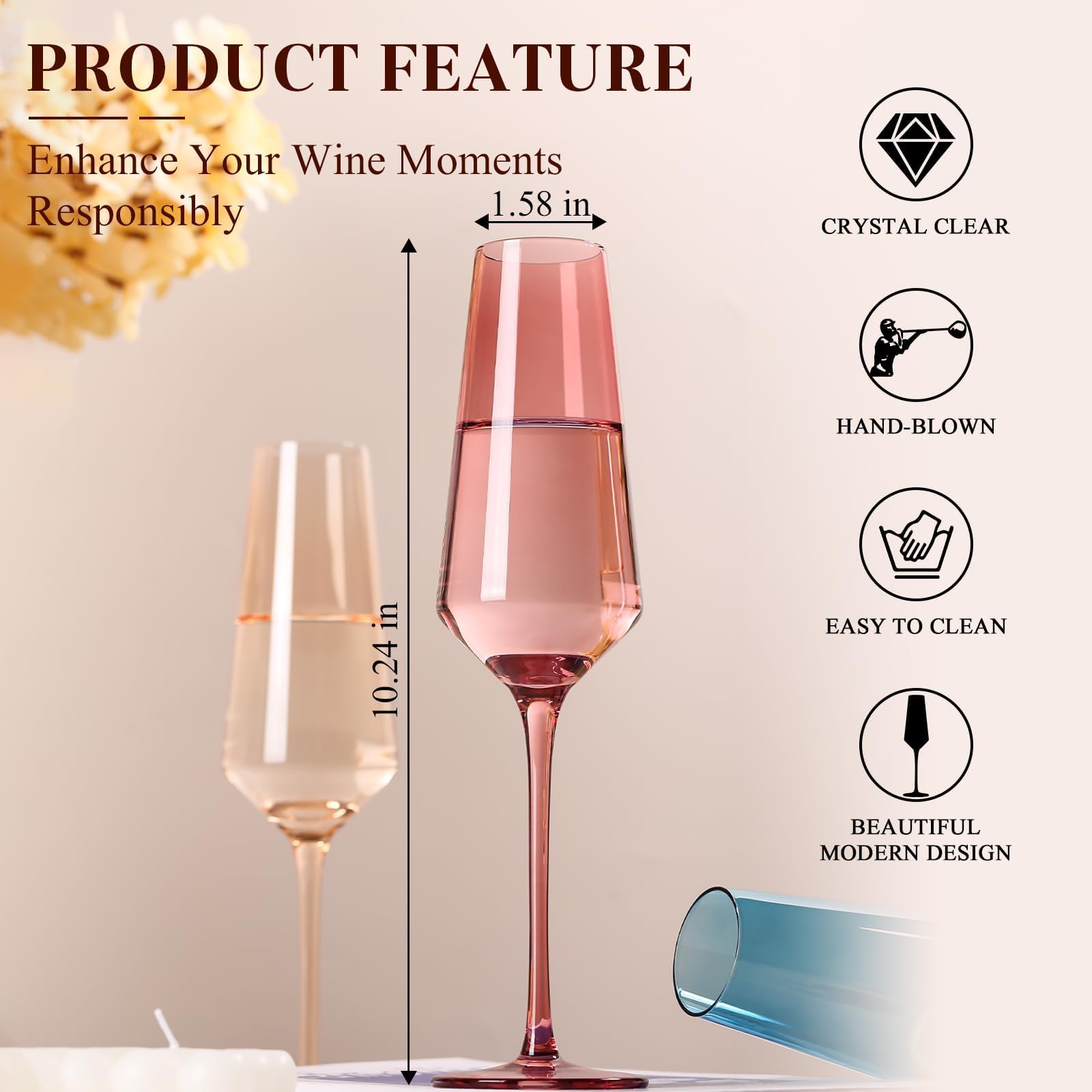 Bicchieri da vino colorati, set di 6 (multicolore)