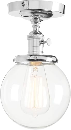 Miniatura 1 de Permo Mini lámpara de techo redonda de cristal transparente de 5.9 pulgadas (cromado)