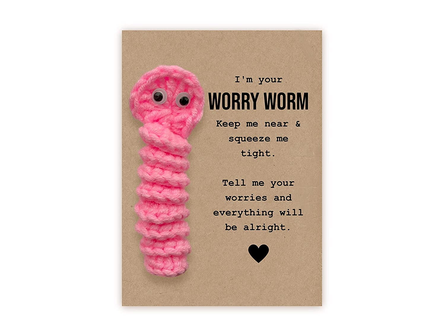 Pink Worry Worm, Mental Health, Positivity Gift, Thinking of You, Pocket Hug, Worry, anxiety, Sensory, Fidget, Comfort - Image 2