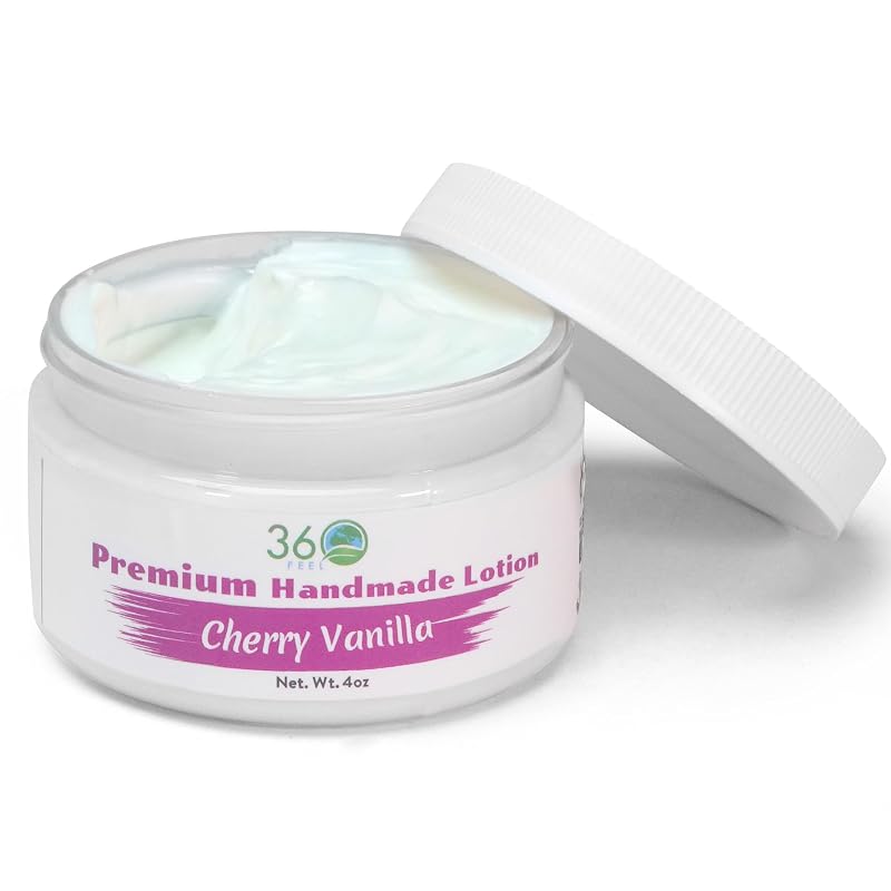 Loção corporal 360Feel Cherry Vanilla Aroma com óleos de coco e oliva, 113 g