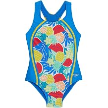 Speedo Girls Printed Sport Splice One Piece Swimsuit Big Kid Super Sonic