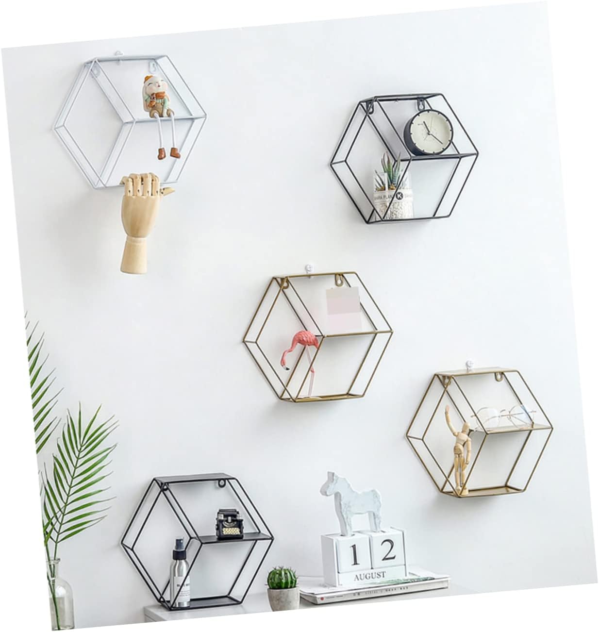 ORFOFE Wall Hanging Shelf Hexagon Storage Mounted Shelves