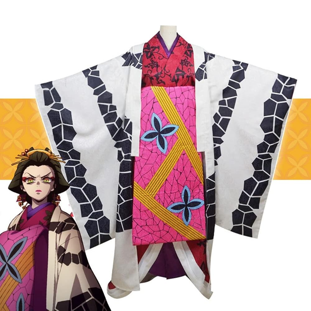 U②3 鬼滅の刃 遊郭編 上弦の陸 堕姫 着物 花魁 刺繍 コスプレ 靴 ウィッ U②3 鬼滅の刃 遊郭編 上弦の陸 堕姫 着物 花魁 刺繍 コスプレ