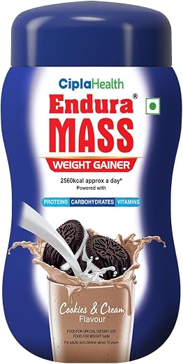 Endura Mass Weight Gainer Powder 550G Cookies &amp; Cream | Unique Blend Of 3 Sources Of Protein, Carbs, Vitamins &amp; Essential ...