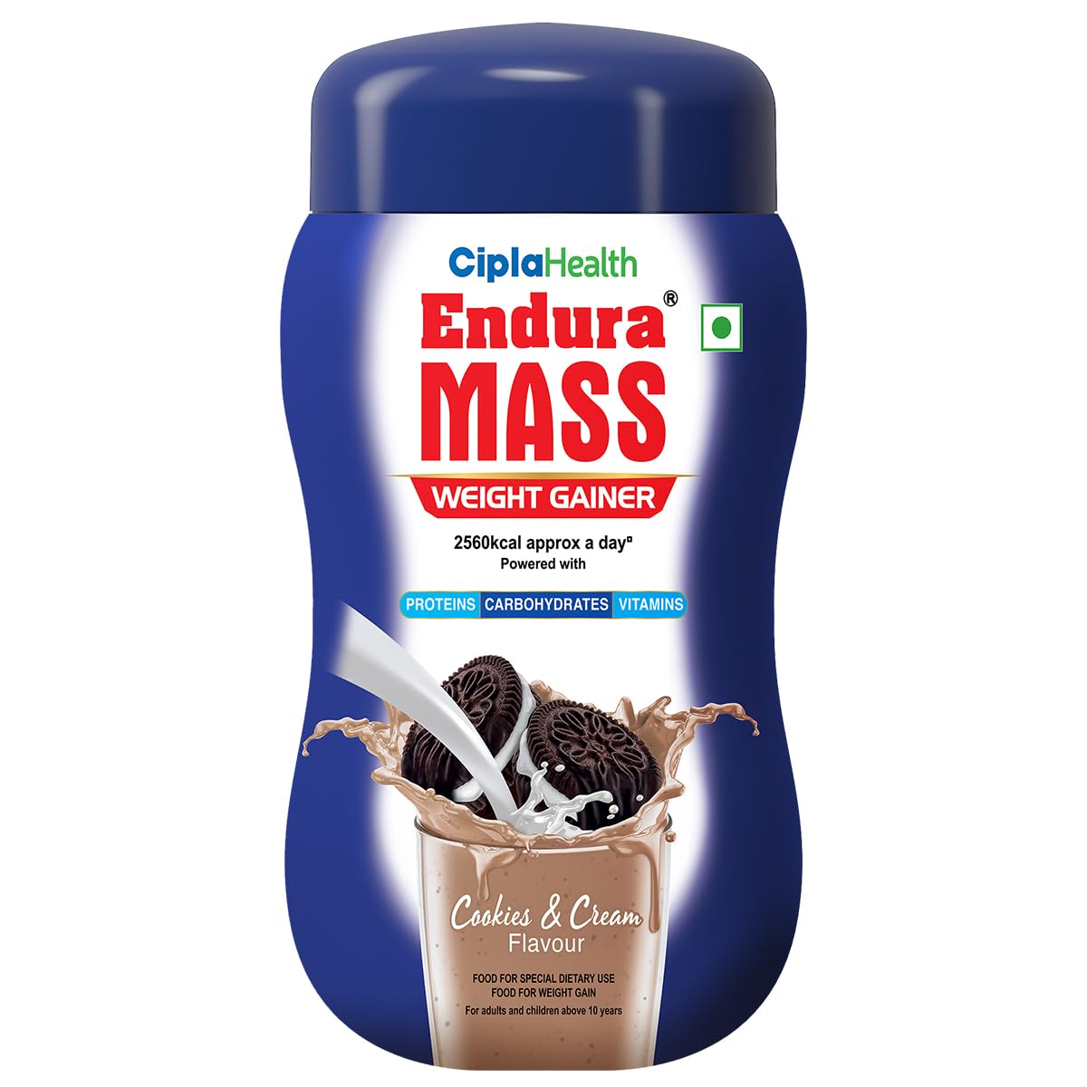 Endura Mass Weight Gainer Powder 550G Cookies & Cream | Unique Blend Of 3 Sources Of Protein, Carbs, Vitamins & Essential Minerals | Ideal For Children Above 10 Years, Men, Women & Athletes