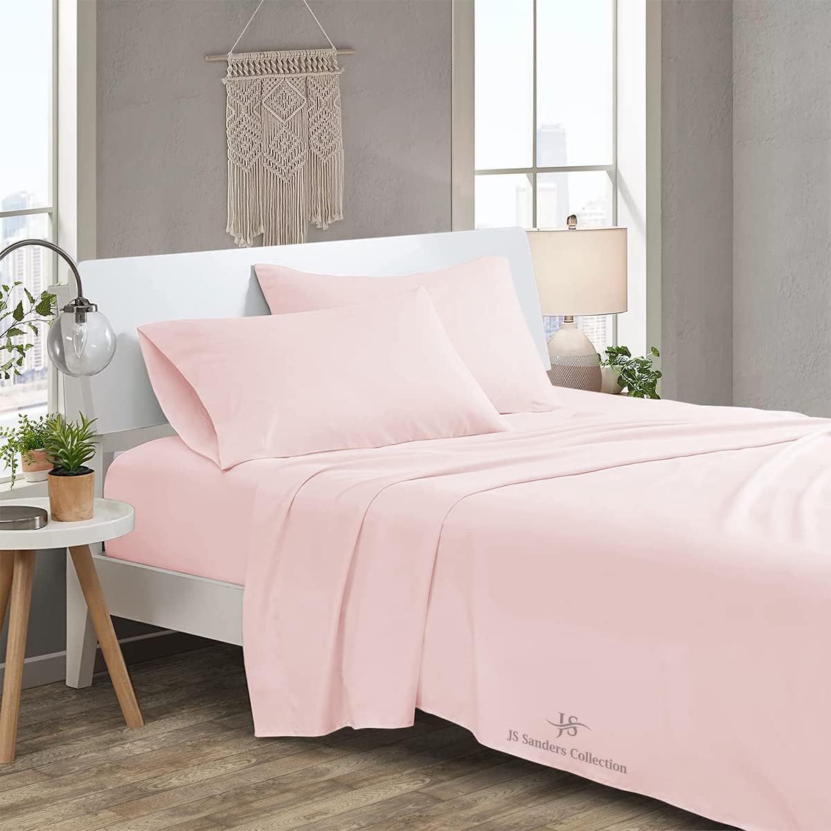CASA LINEN 4 Piece Sheet Set 100% Egyptian Cotton Bed Sheets 1000 Thread Count Luxury Hotel Quality Sheet Set Italian Finish Premium Sheets Long Staple Fits Up to 18 Inch Deep Pocket (Blush,RV King)