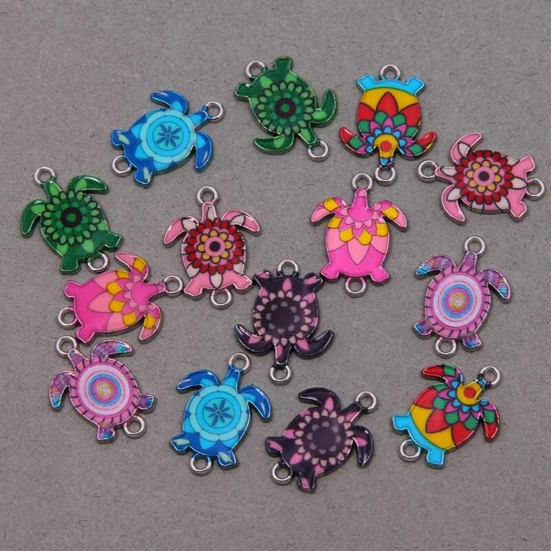 Joyería de moda Dijes colgantes de cruz de hip hop 6 piezas de animales de estilo bohemio colorido conector de tortuga pulseras de joyería