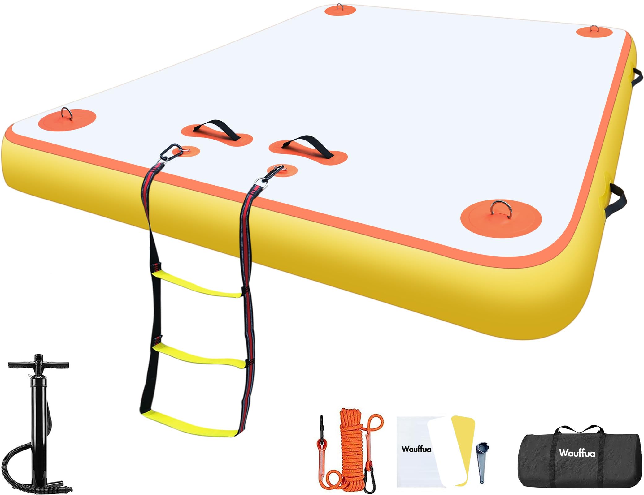 Wauffua Floating Dock for Lakes, Lake Floats for Adults, Air Dock Floating Platform, Floating Island Raft with None-Slip Surface Swim Dock for Pool Ocean Beach, Inflatable Floating Dock