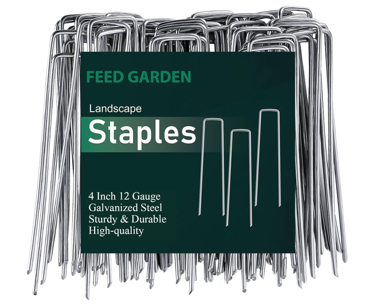 FEED GARDEN 4 Inch 200 Pack Hot-dip Galvanized Landscape Staples 11 Gauge Anti-Rust Garden Stakes Landscaping Fabric SOD Pins Yard Stakes for Weed Barrier Fabric