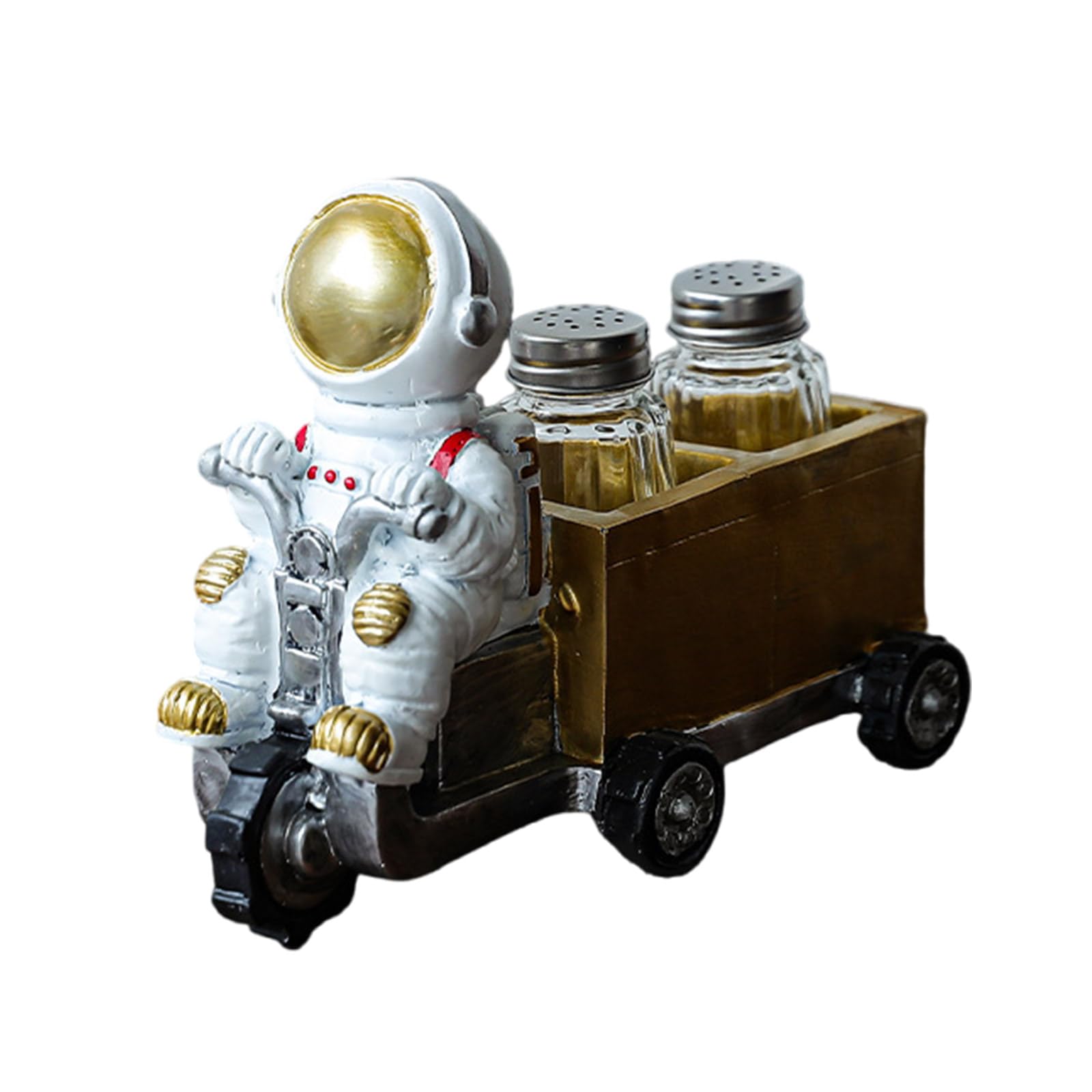 Kalttoy Astronaut Figurines Statue Decorative Ornament Salts Peppers Bottle Holder Ornament Kitchen Seasoning Bottle Astronaut Statue Salts & Peppers Holder