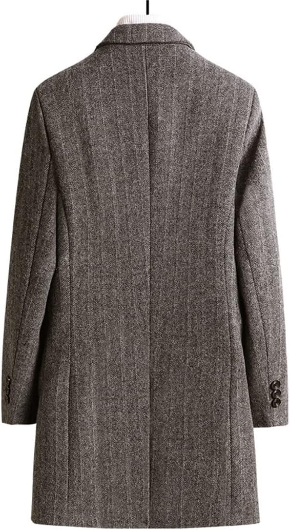 Haitpant Men Spring Autumn 80% Wool Trench Coat, Business Casual Jackets, Stripe Woolen Coat Overcoat