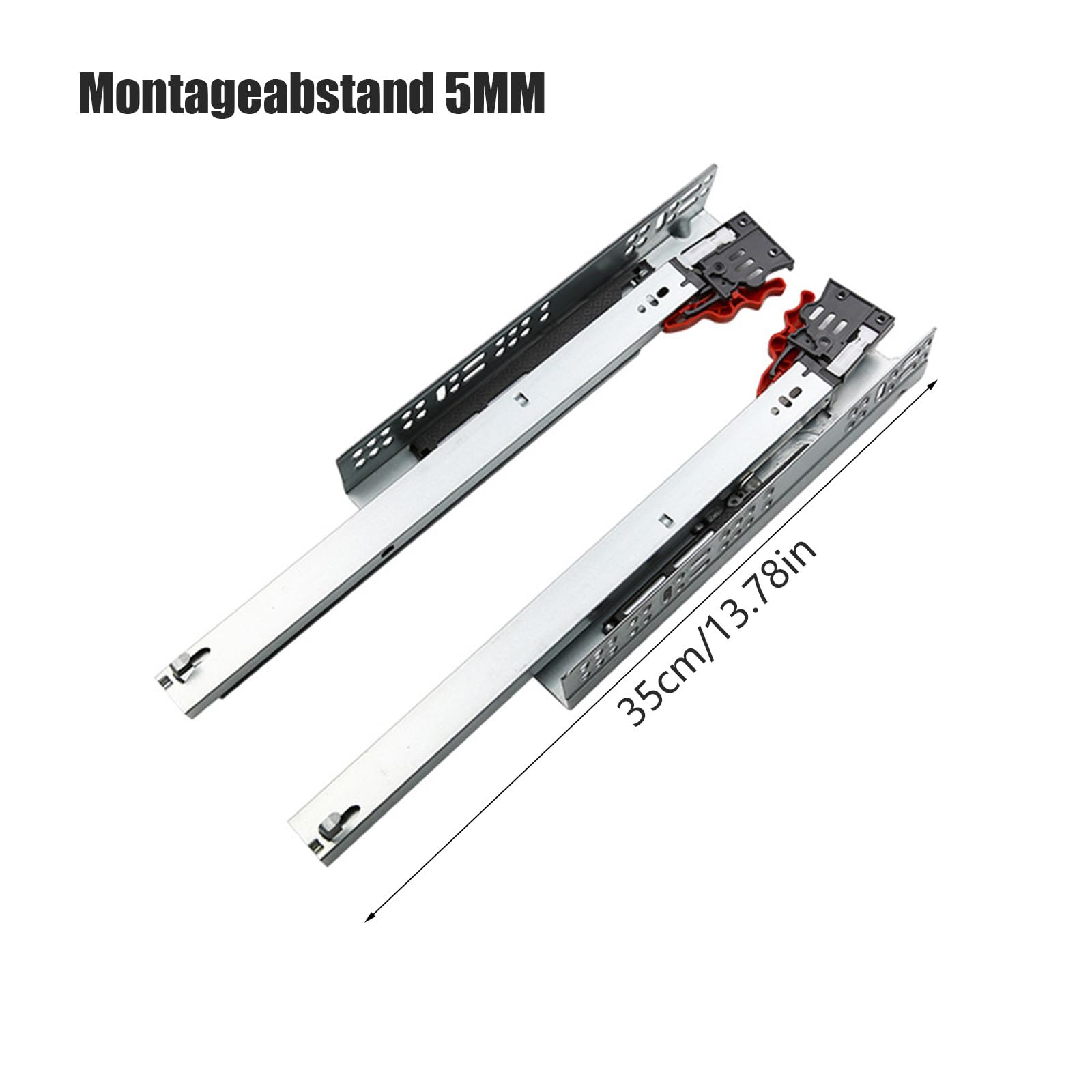 1Paar Hidden Slide Schubladenführungen Schubladenschienen, Unterflurführungen Mit Soft Close System, Auszugsschienen Kugelgelagerten,Silentpuffer Schubladenauszüge,Auszugsschienen Bodenmontage (350MM)