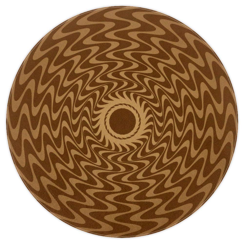 Tapis avec ondulation marron rougeâtre doux antidérapant rond 160cm en polyester