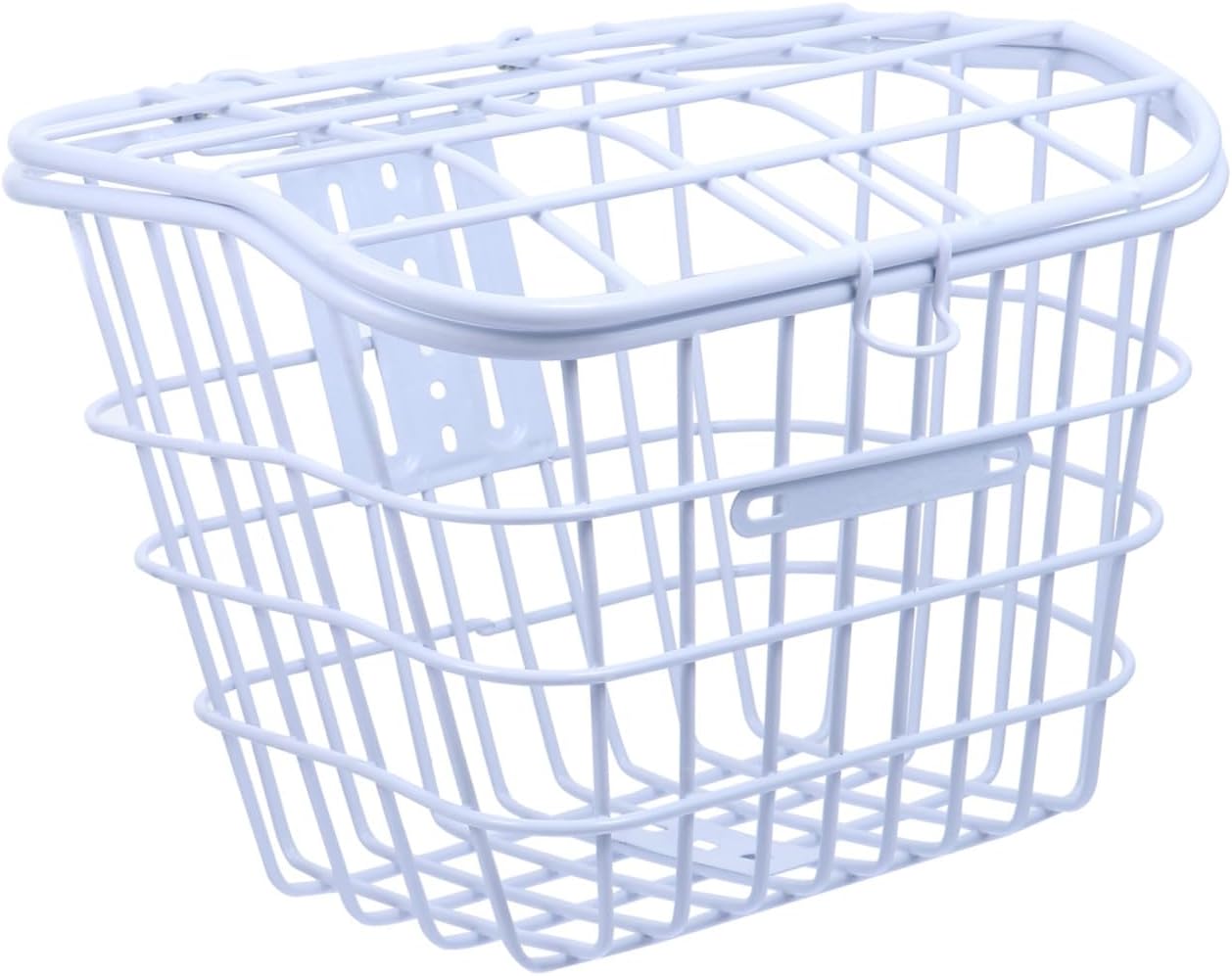 Thickened White Iron Bike Basket with Lid, Front Storage Basket for Electric Bicycle, Bike Storage Holder for Cycling and Riding Accessories