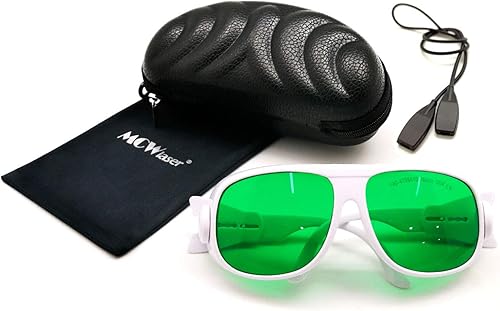 MCWlaser Gafas de seguridad láser 190-470nm y 610-760nm para luz UV, azul, rojo rubí, verde, láser de picosegundo 405 nm, 445 nm, 450 nm, 635 nm,