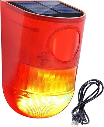 Keeda Solar Warning Light Sensitive Strobe Security Alerts LED Warning Lamp Solar Motion Sensor Alarm Yard Day Mode + Night Mode