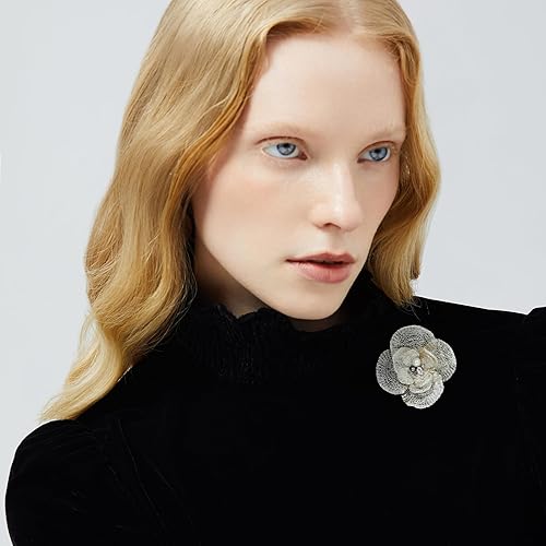 Miniatura 4 de SHE'S FREE STYLE JUST FOR YOU Snail Brooches and pins for women, Sparkling Cubic Zirconia & Pearl Copper Pin, 2.36" Long Clasp Design Playful