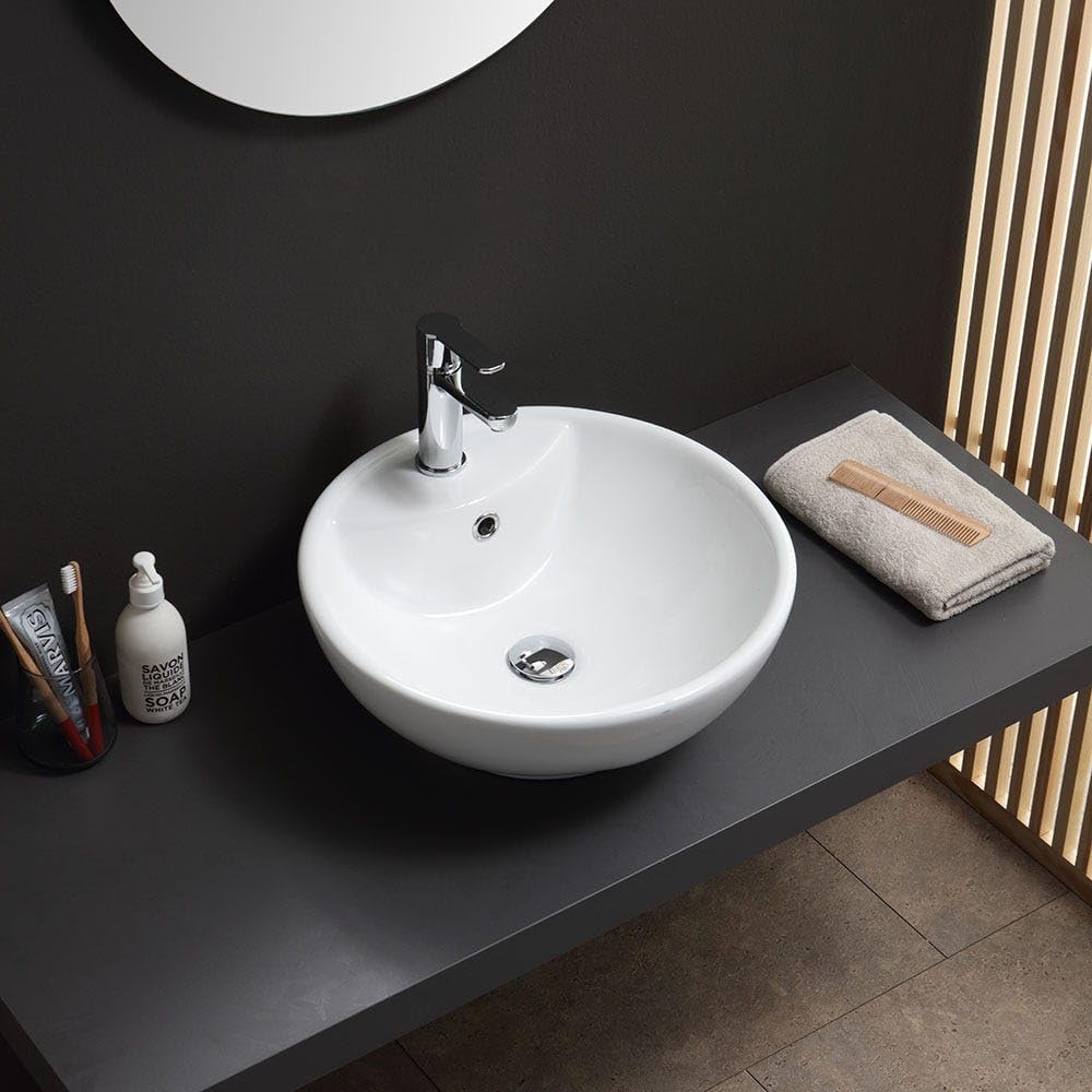 Kiamami Valentina - Lavabo Bianco Da Appoggio, Forma Tonda