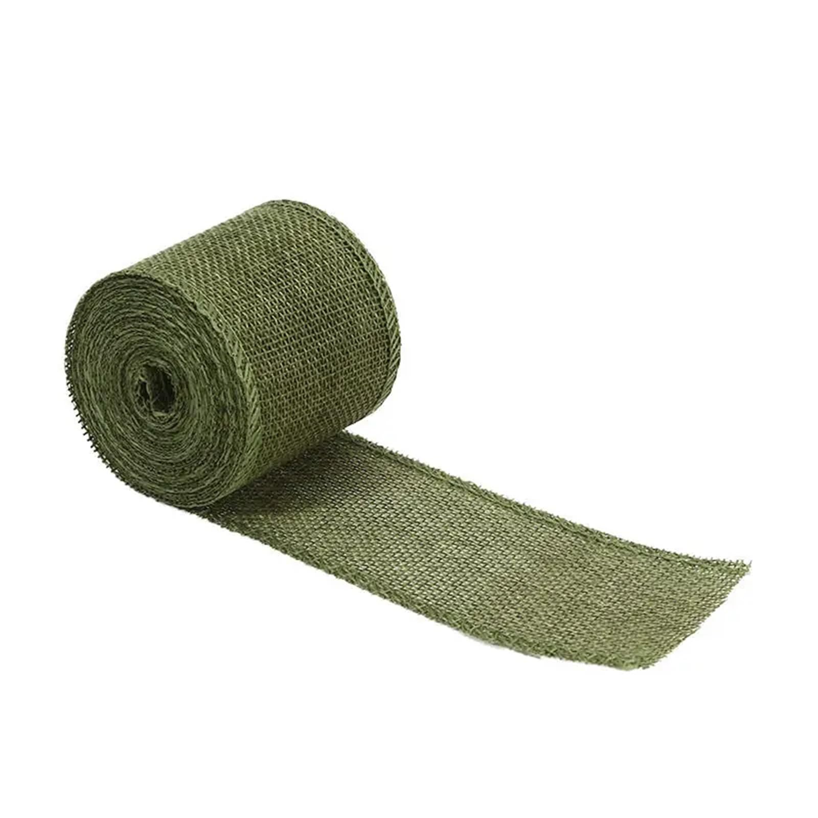 5M/Roll Burlap Ribbon Colorful Natural Jute Fabric Trims for DIY Wrapping Crafts Wedding Decor for Crafting Decorating Wrapping(Green)