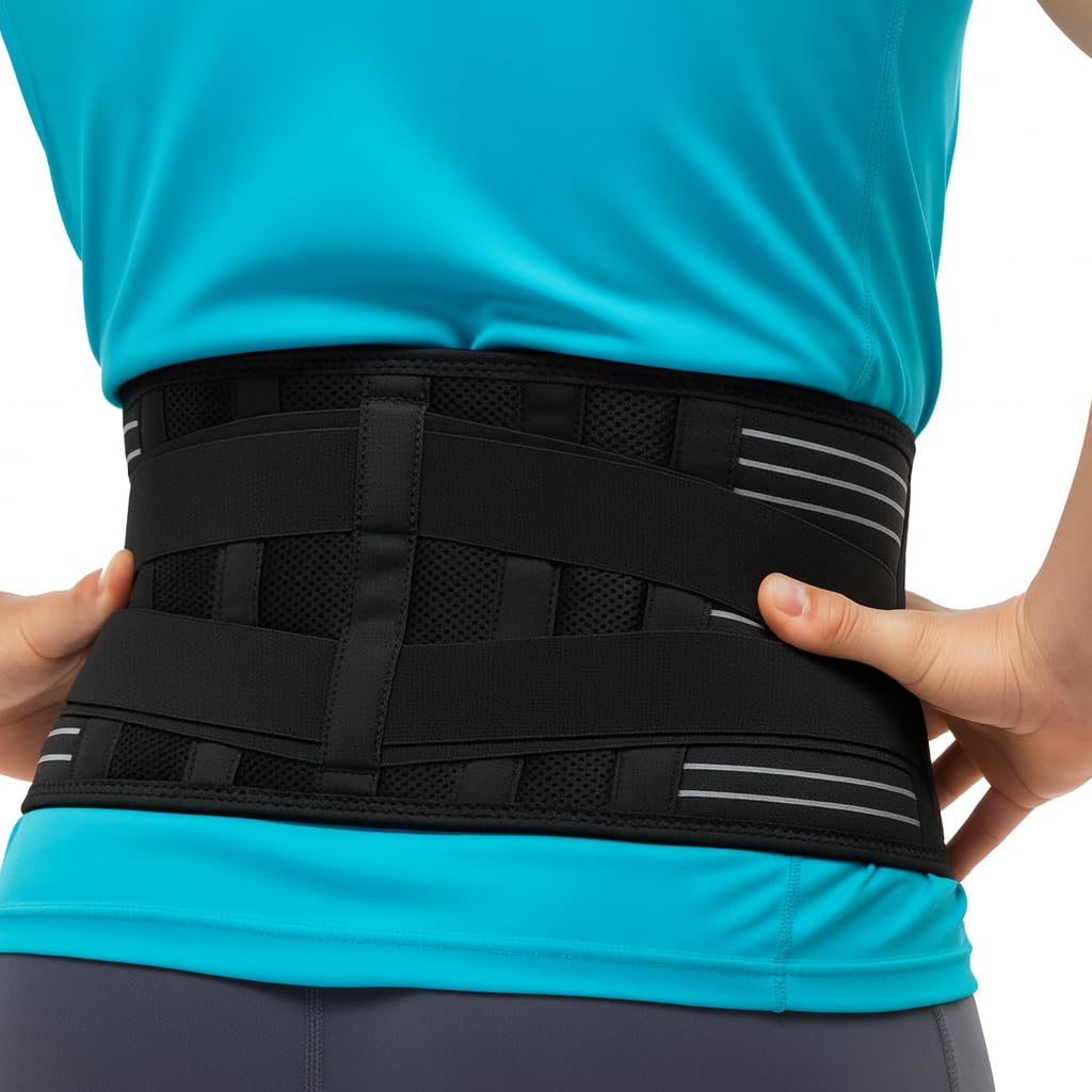 Dr. Arthritis Back Brace Support Belt, Medical Lower Lumbar Brace for Men & Women, Sciatica, Herniated Disc, Scoliosis & More, Black, Large