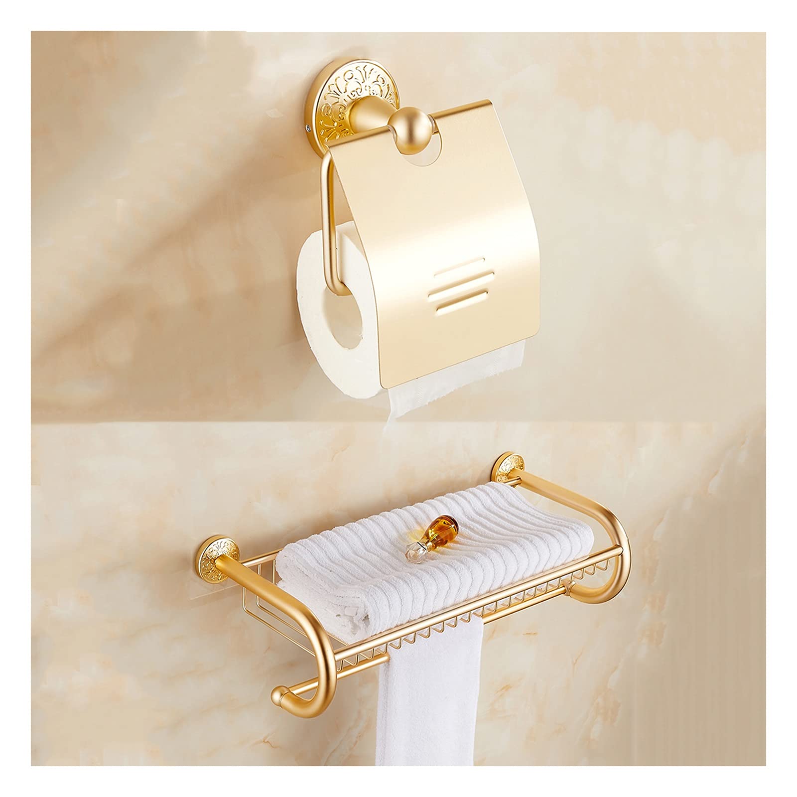 TOMYEUS Shower Caddy Bathroom Shelf Bathroom Shelf Retro SToilet Paper Holder European Style Wall Mounted Solid Bathroom Accessories