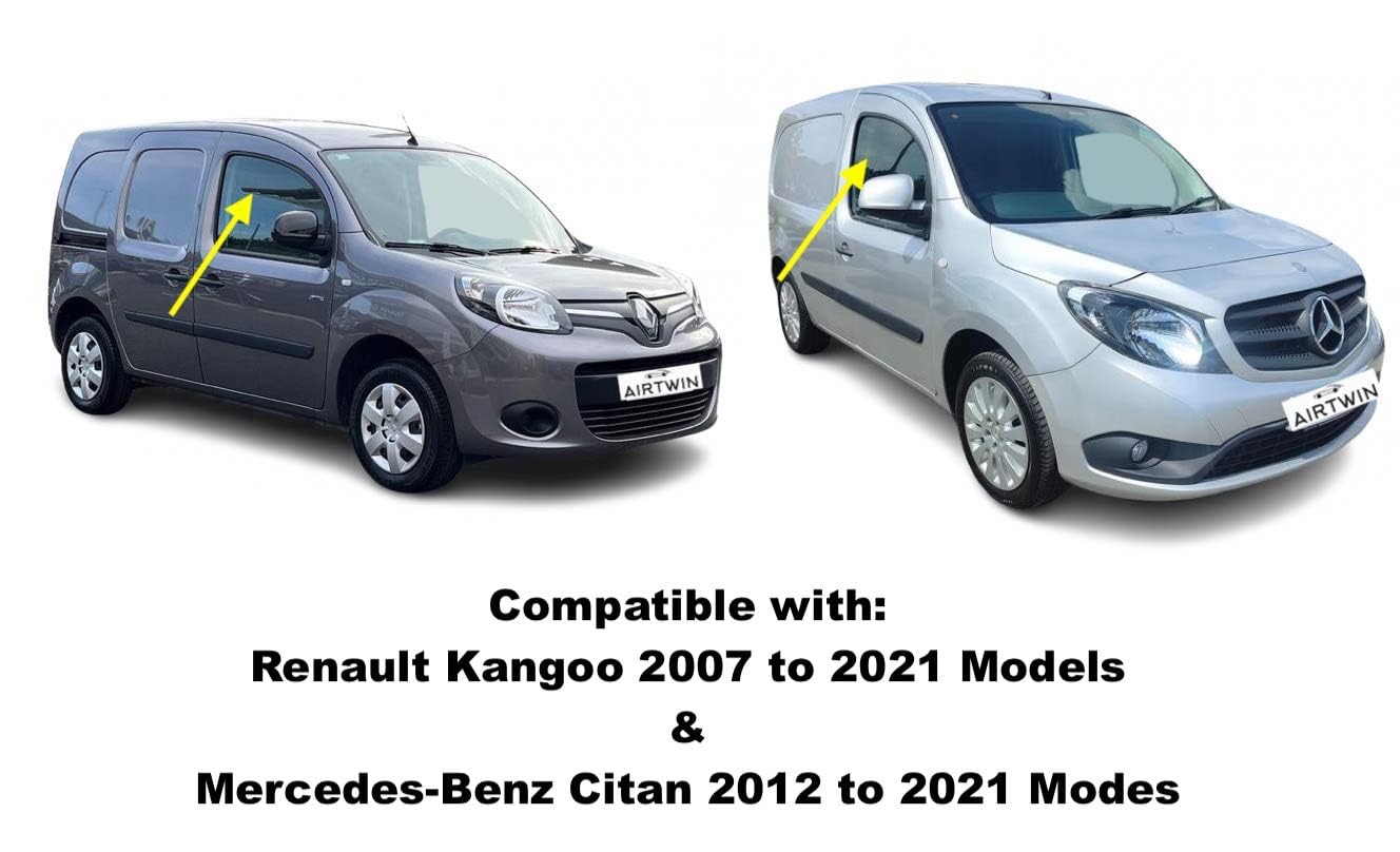 Lot de 2 déflecteurs d'air compatibles avec RENAULT KANGOO, compatible avec MERCEDES-BENZ CITAN, compatible avec Nissan NV250, modèles 2009 2010 2011 2012 2013 2014 2015 2016 2017 2018 2019 2020 2021.