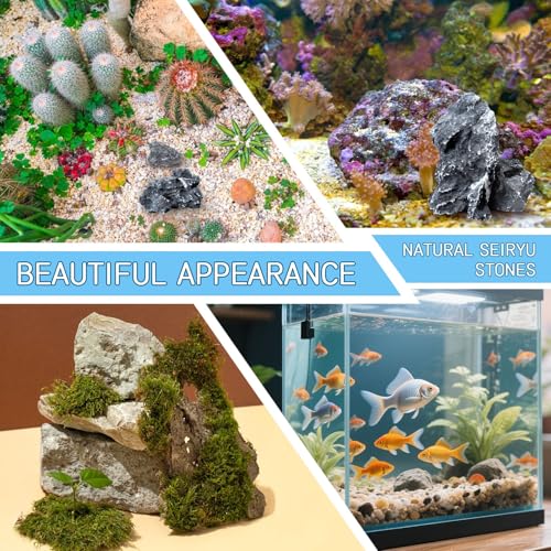 Image of VOKOY 2.5lb Natural Seiryu Stones, Aquarium Rocks Decoration Aquascaping Stone Landscaping Model for Fish Tank Decor Terrariums Paludariums Reptile Enclosures Gardens, 2-6 inches