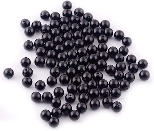 Miniatura 2 de Cuentas de piedra natural, 100 cuentas redondas de obsidiana negra de 0.236 pulgadas (0.236 in), cuentas sueltas de piedra auténtica, tamaño de