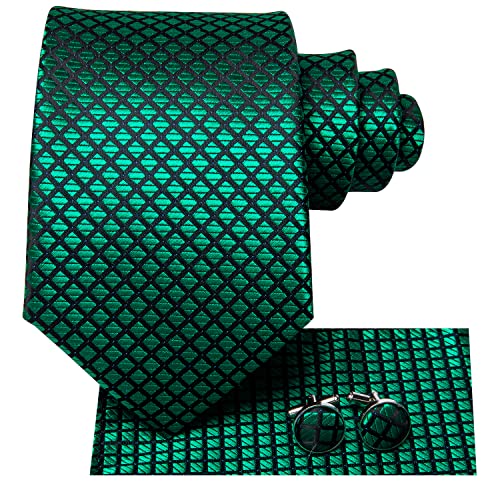 Image of Hi-Tie Father and Son Tie Set Striped Plaid Ties for Men and Boys Silk Necktie Pocket Square Set for Wedding Gifts