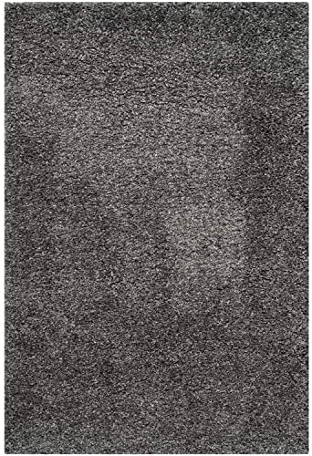 Image of Solid Shaggy Carpets and Rugs for Bedroom Drawing Room 3x5 Feet Dark Grey Color