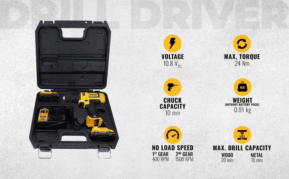 Dewalt DCD710D2-QW Cordless Drill Driver With 2 Batteries / Screwdrivers | Marina - View #3