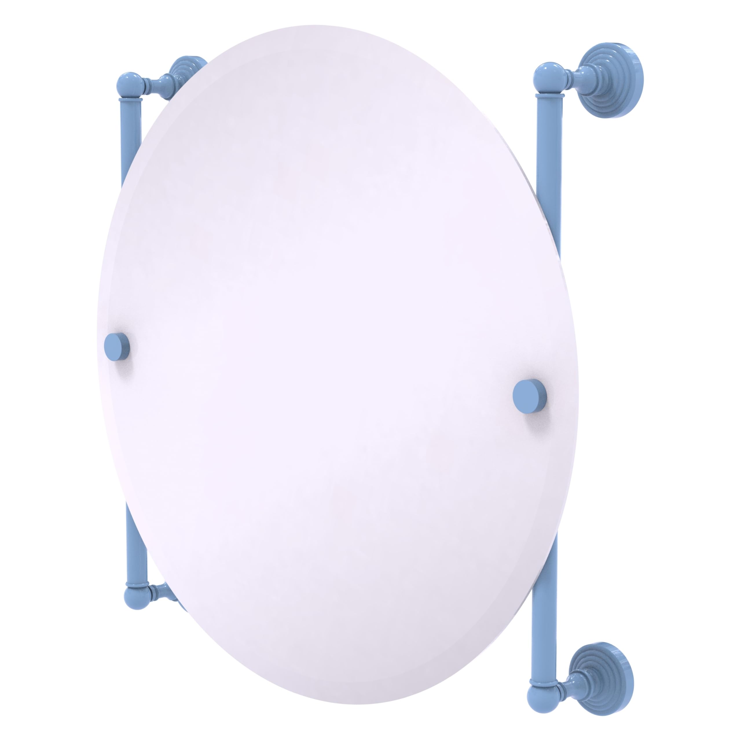 Allied BrassWP-27-90-FTB Waverly Place Collection Round Frameless Rail Mounted Mirror, Flat Troll Blue