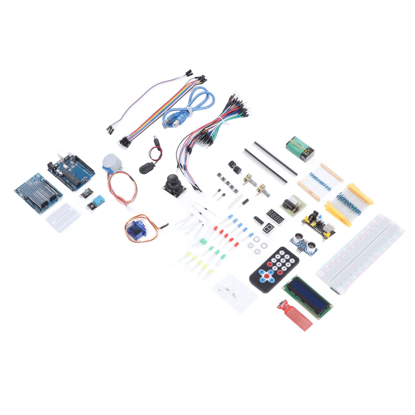 FTVOGUE Impostato dei Componenti Elettronici con Modulo di Alimentazione LCD per Principianti, Parti di Circuiti Fai - -te per Progetti di Programmazione, con Intestazioni di Perno e Scatola di