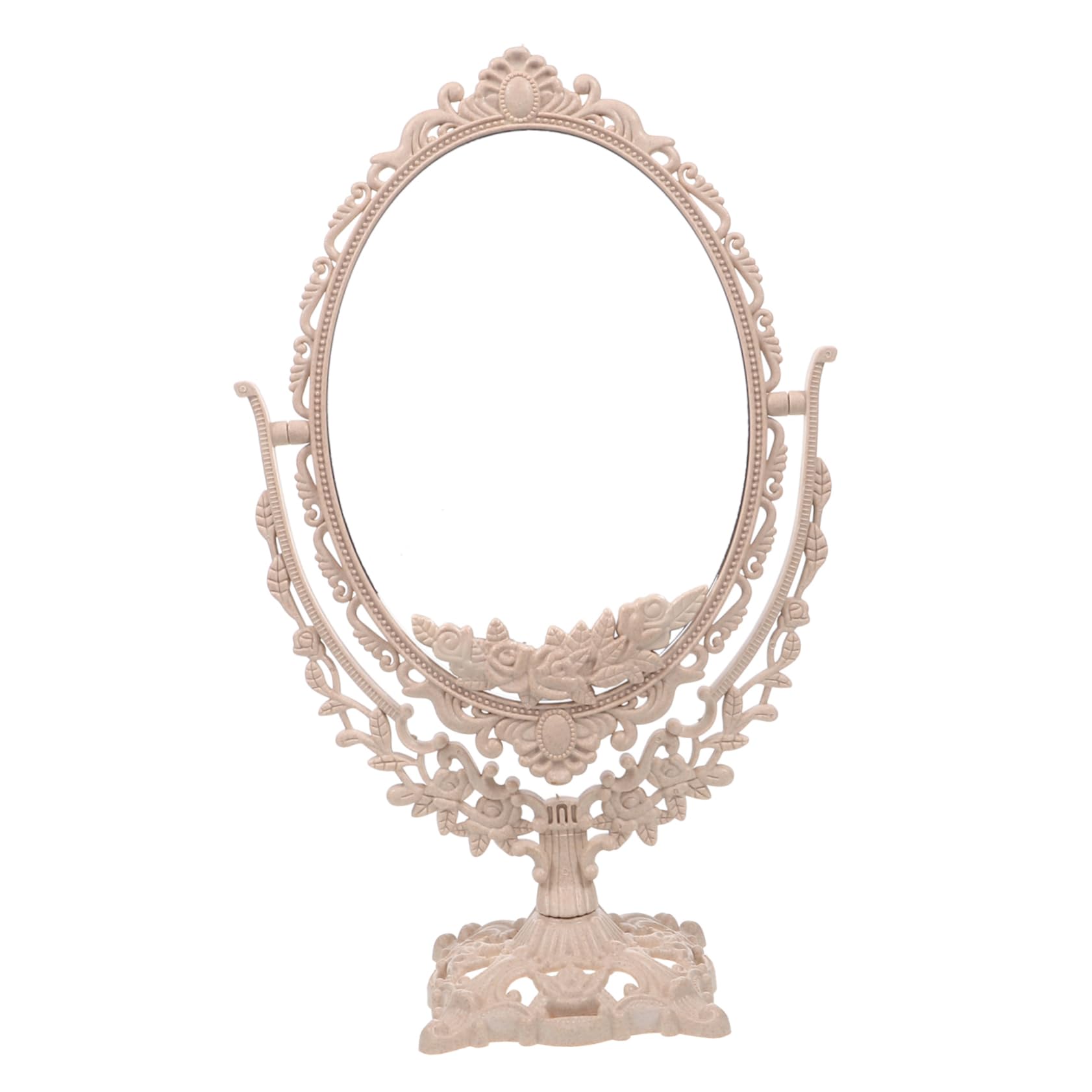 Miroir cosmétique de maquillage double face ovale avec pivot rétro FRCOLOR