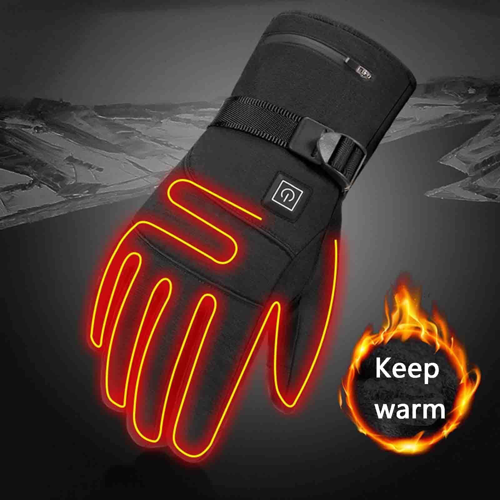 SBTXHJWCGLD Guantes térmicos Recargables con Pantalla táctil, 3 Niveles de Temperatura, Guantes térmicos alimentados por batería, Guantes de Ciclismo para Hombres, Mujeres, Motocicletas, Pesca