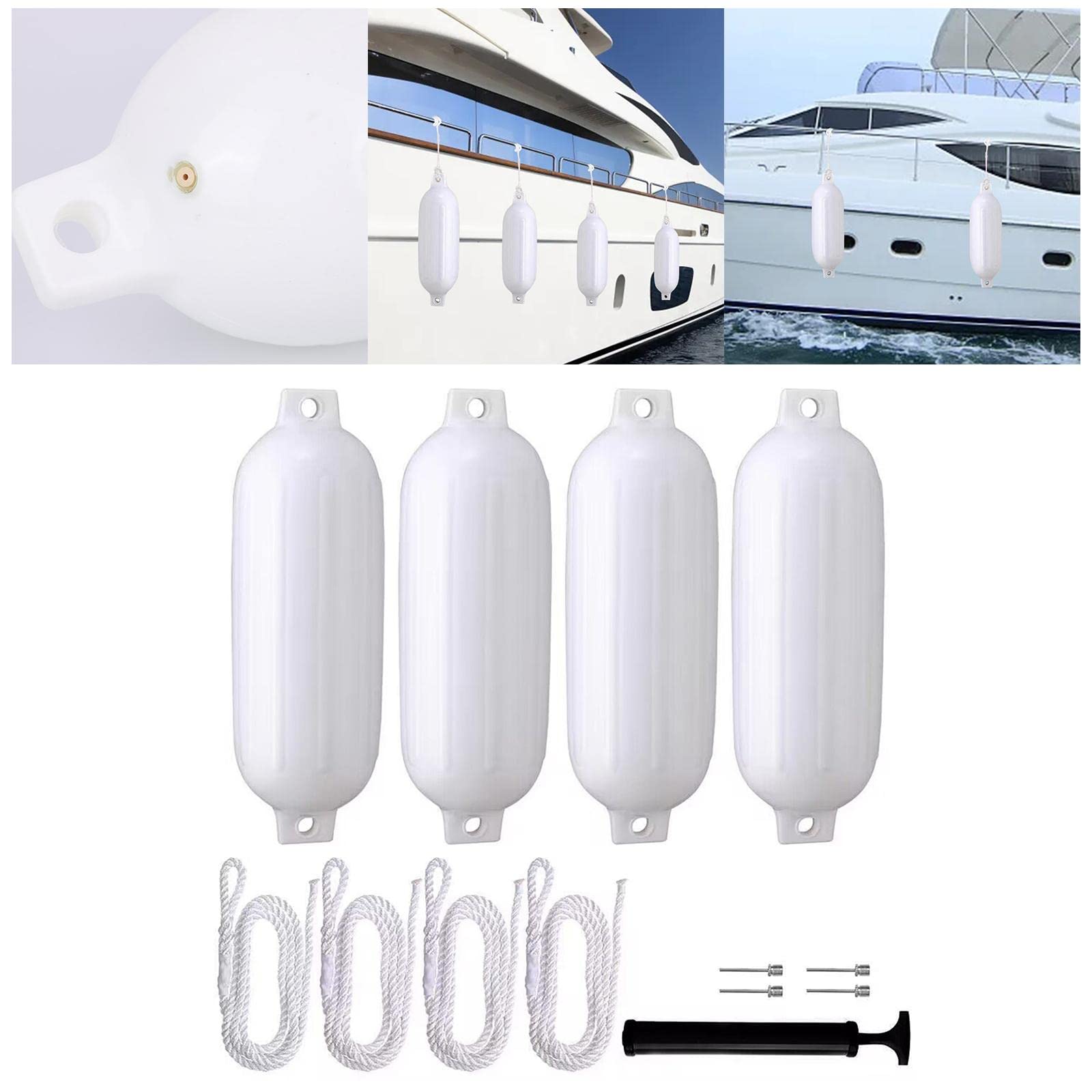 rockible Juego de 4 Protectores de Barco, defensas para embarcaciones, Accesorios náuticos, Parachoques inflables para protección Marina