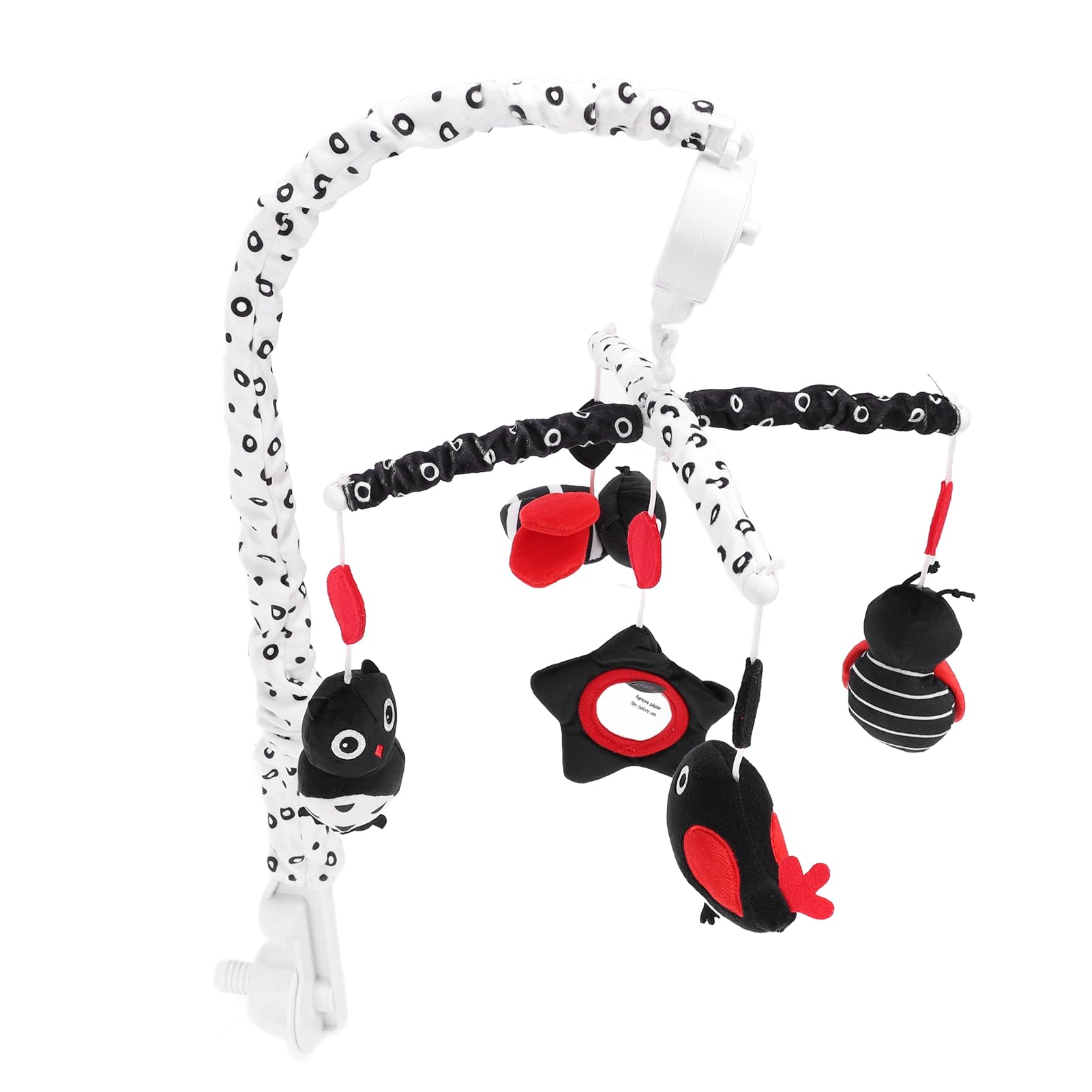Generic Jouet Mobile pour Berceau de bébé, Peluche Douce à Contraste élevé, Noir et Rouge, Design Engageant, avec Boîte à Musique pour Nourrissons (Animal)