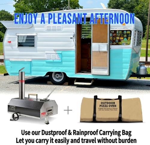Miniatura 8 de Horno de pizza para exteriores, horno de pizza giratorio semiautomático de 12 pulgadas, horno de pizza portátil de acero inoxidable con termómetro