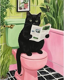 Paint by Numbers Kit for Adults Beginner, Black Cat Adult Paint by Number Kits on Canvas, DIY Acrylic Watercolor Oil Colorful Painting by Number for Adults Without Frame for Home Decor 16x20 Inch