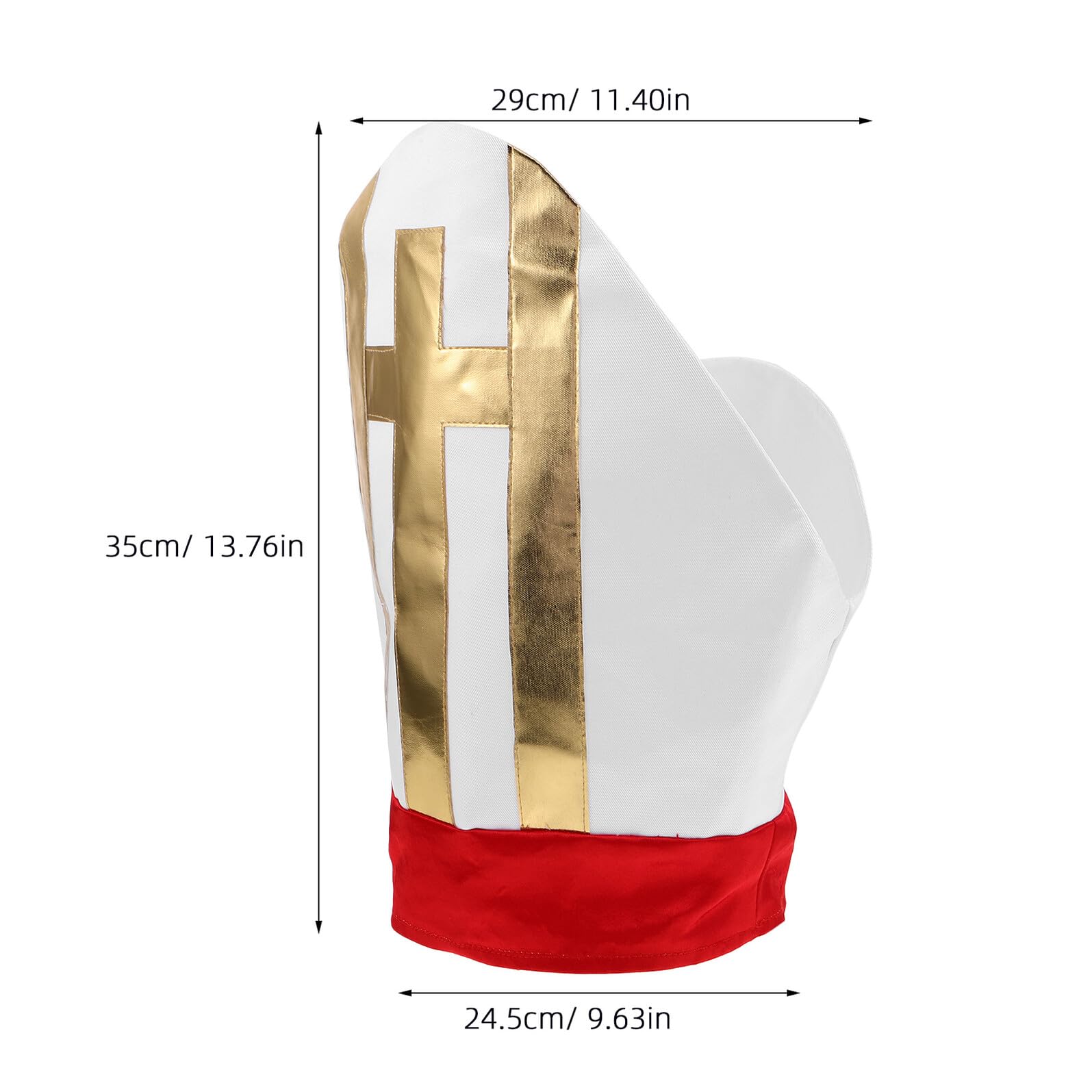Gatuida Cappello da Prete Mitra per Costume da Clero Uomo Copricapo Cosplay Liturgico Rosso Leggero e Confortevole Accessorio Teatrale per Feste di Halloween e Rappresentazioni