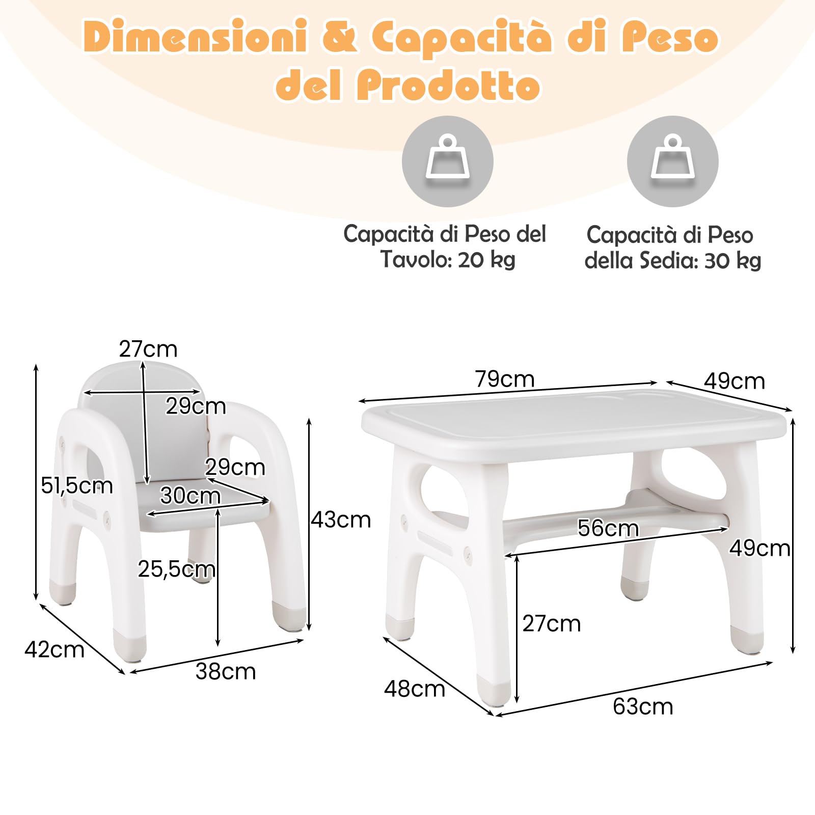 COSTWAY Tavolo e Sedia per Bambini Dinosauro Set Scrivania Attività Artistiche Studio 1-5 Anni Grigio